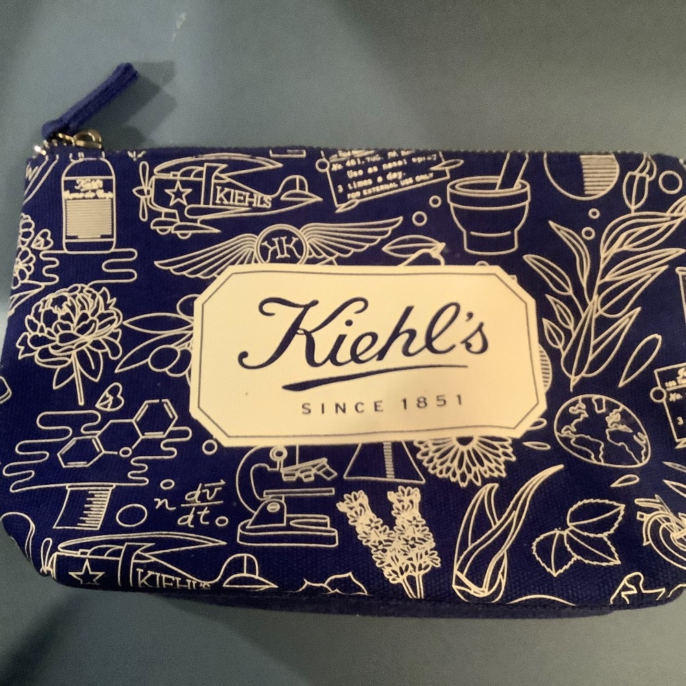 Blue Canvas Travel Makeup Bag